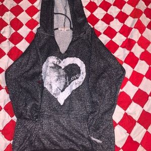 Derek Heart Gray Love LongSleeve HoodieSweatshirt